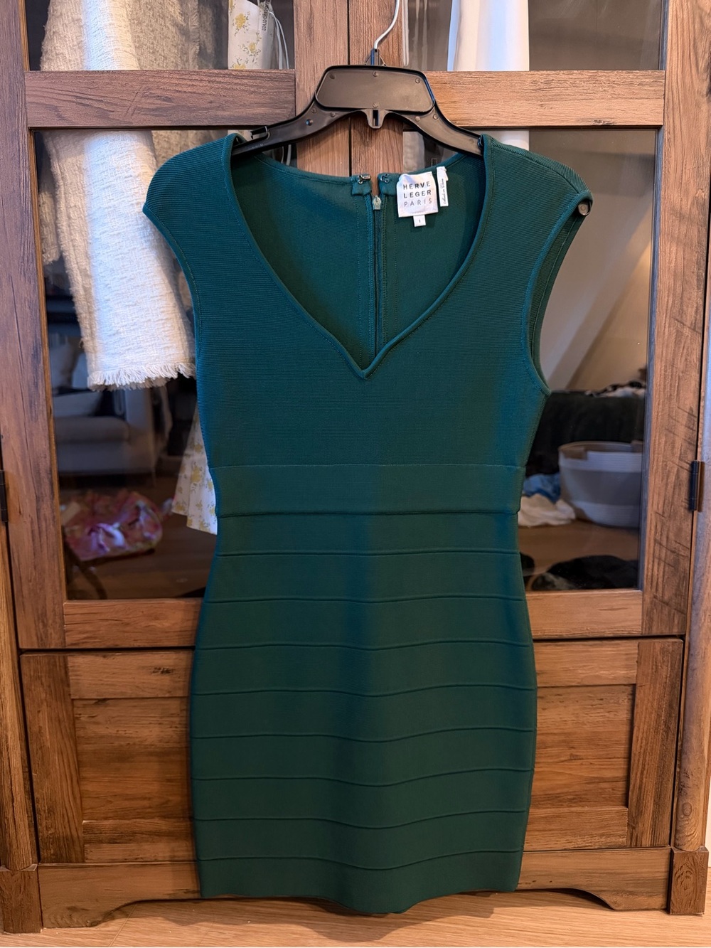 Herve Leger Deep Teal Bodycon Bandage Dress